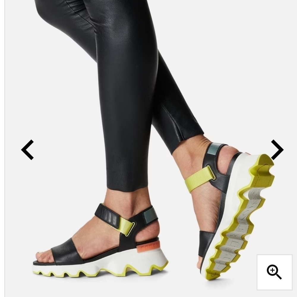 Sorel Black and Yellow Women's Sandals Kinetic Sz8 - Picture 3 of 12